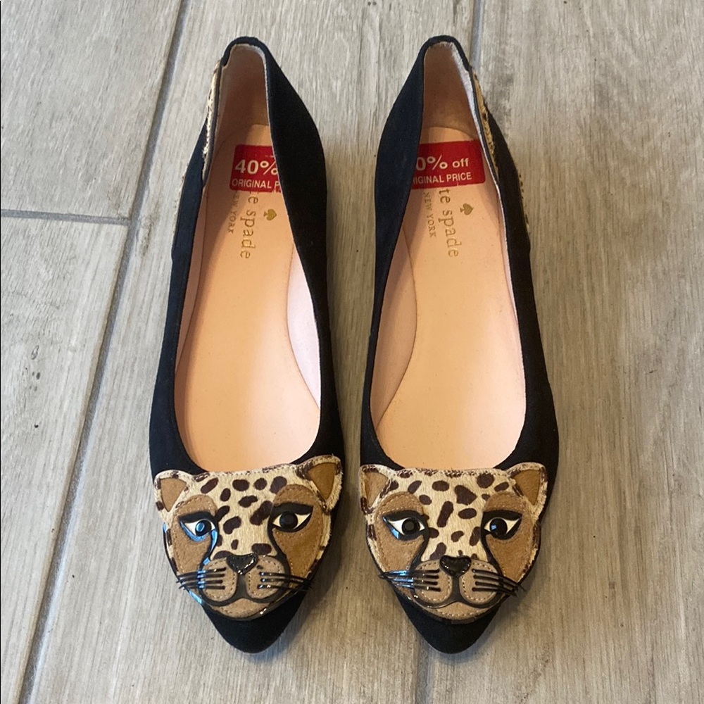 Kate Spade Black and Tan Leopard Flats